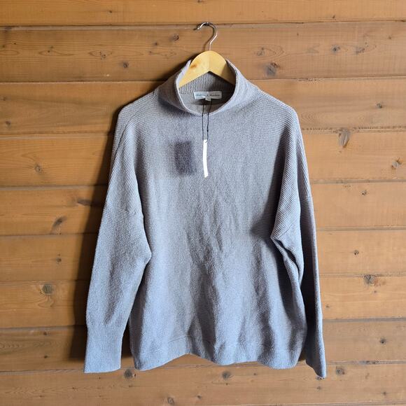 Chelsea & Theodore Sweaters - Chelsea & Theodore Sweater Mock Neck Top NWT Textured Oyster Boho XL Boho Brown
